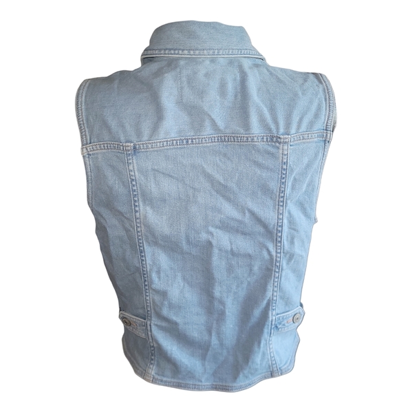 American Eagle Light Wash Denim Zippered Vest L - Picture 5 of 6